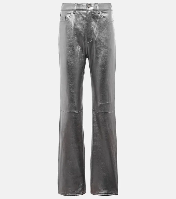 Terry high-rise straight leather pants