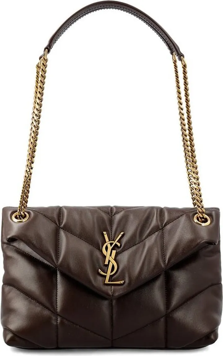 Saint Laurent Logo Plaque Puffer Chained Shoulder Bag