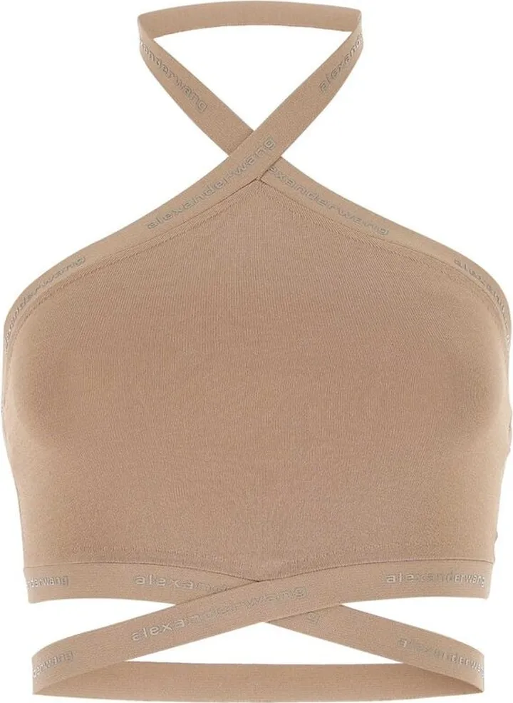 T By Alexander Wang Halter-Neck Logo-Detailed Top
