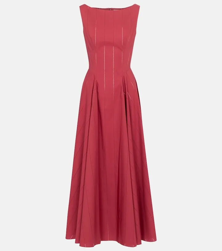 Openwork cotton poplin maxi dress