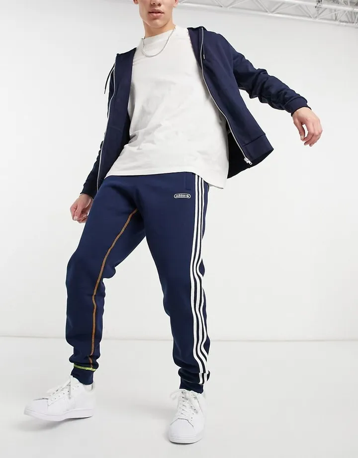 adidas Originals sweatpants in navy with contrast stitch