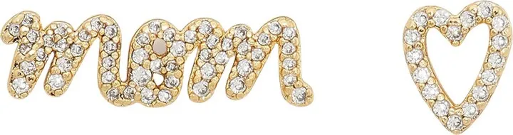 Mom Pavé Mismatched Stud Earrings