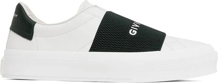 Givenchy White & Green City Sport Webbing Sneakers