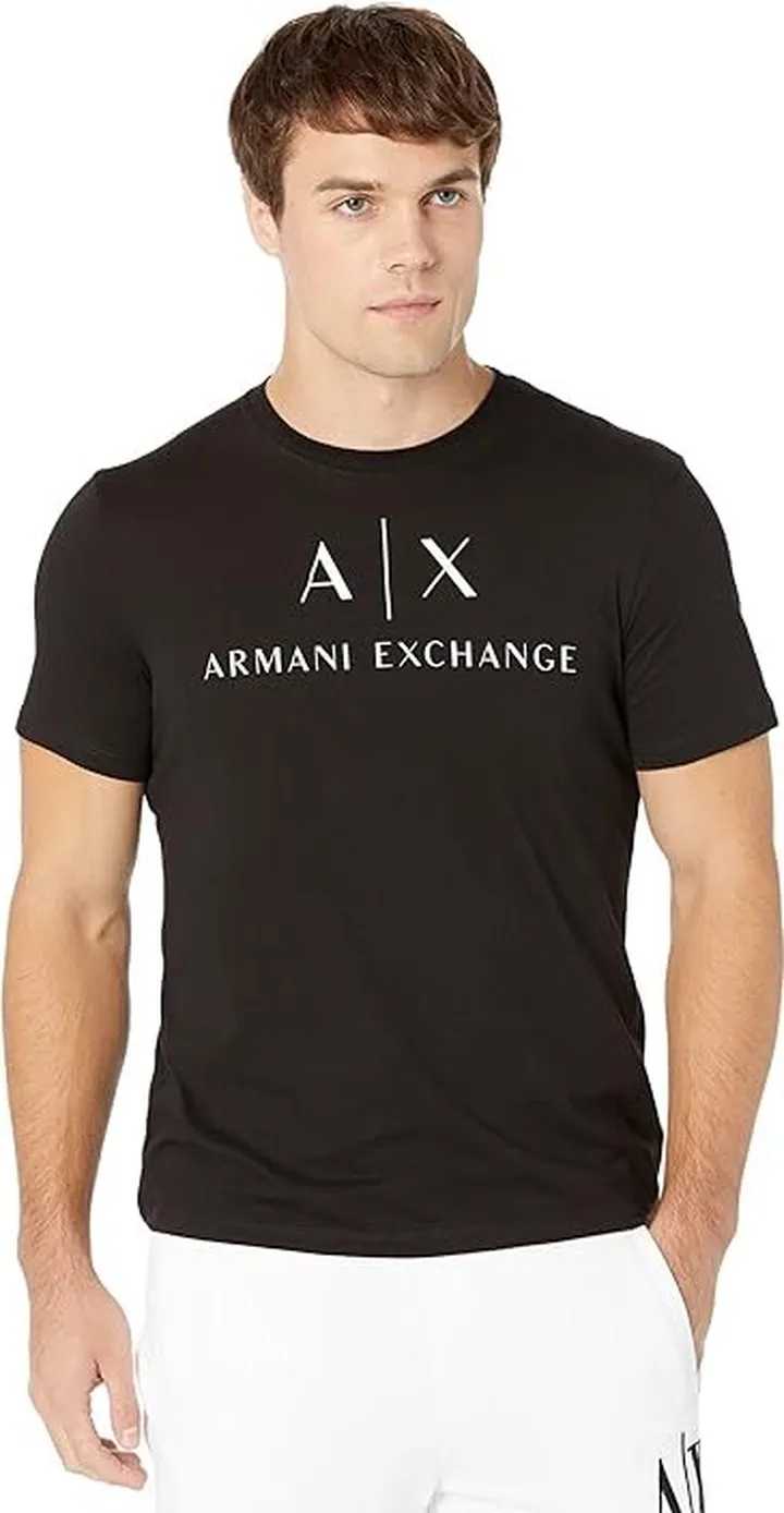 Armani Exchange Logo Printed Tee (Black) Men's Clothing