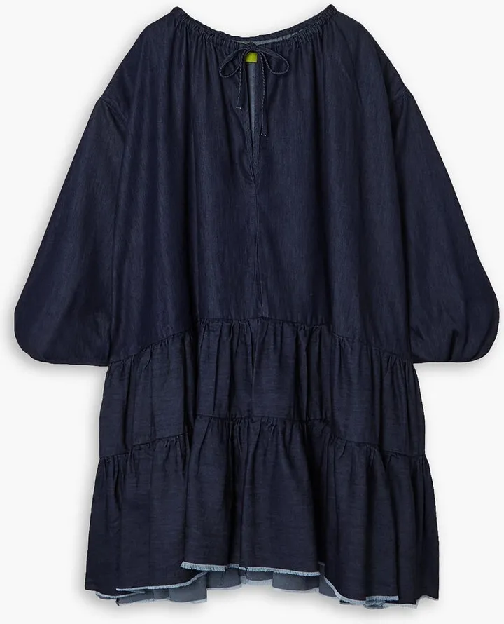 Tiered denim mini dress