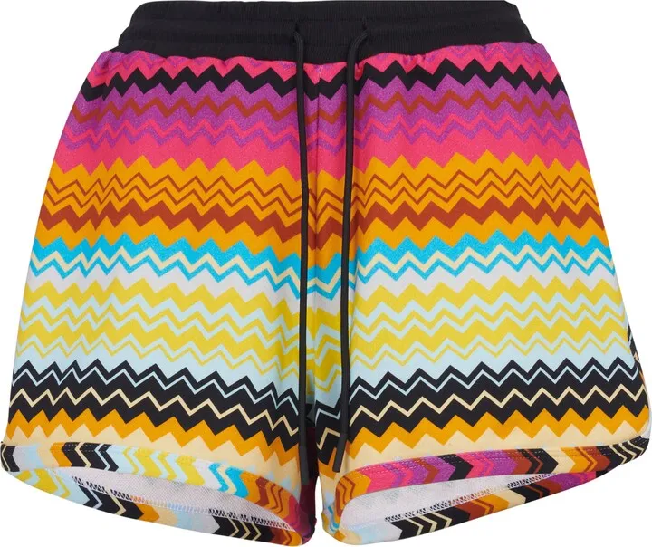 Chevron Cotton Cover-Up Shorts