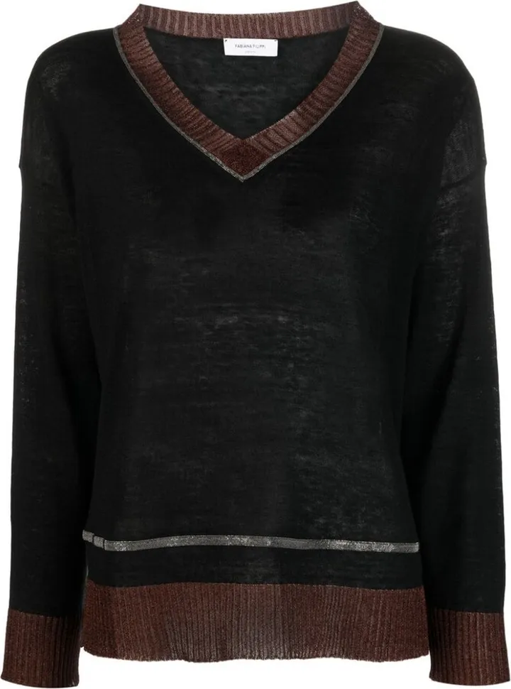 V-neck hemp-blend jumper