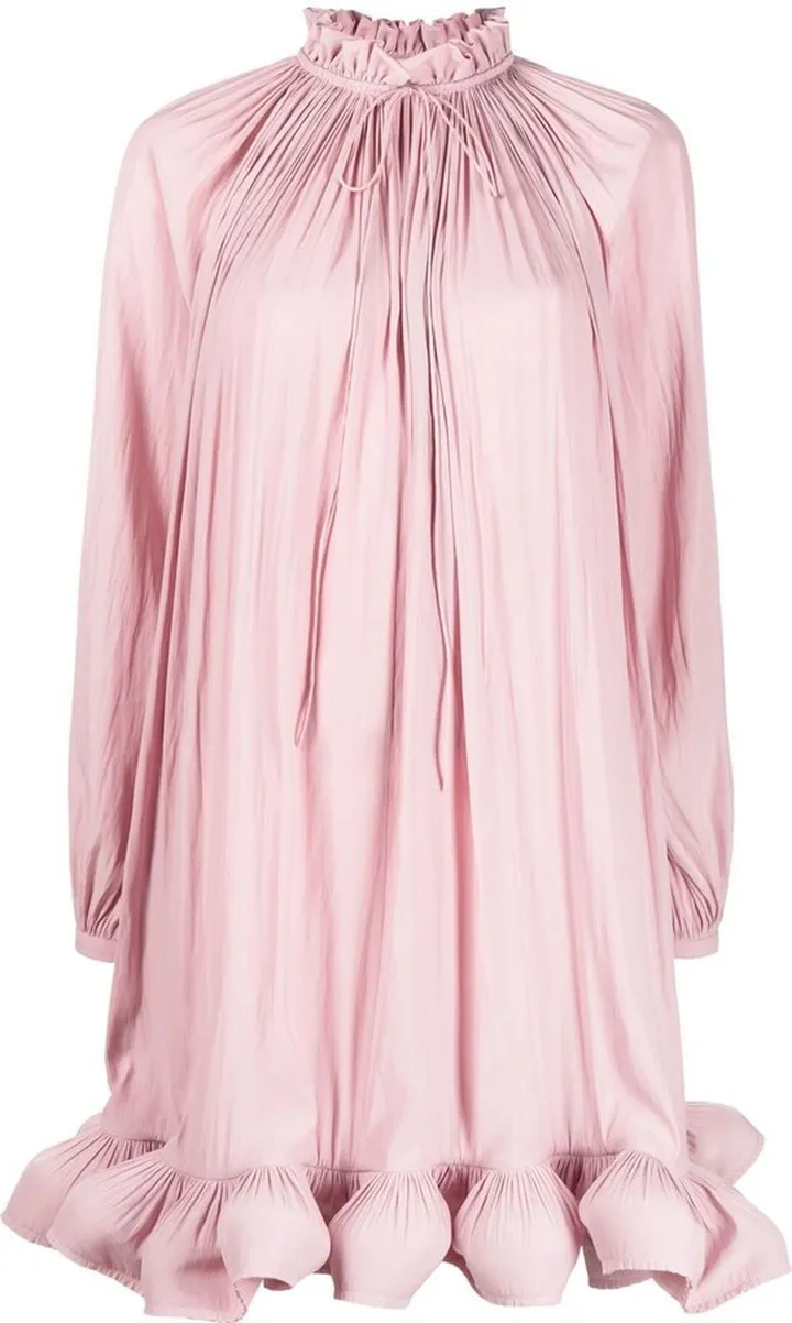 Micro-Pleat Ruffled Shift Dress