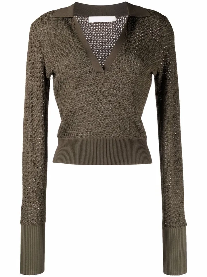 long-sleeve V-neck jumper