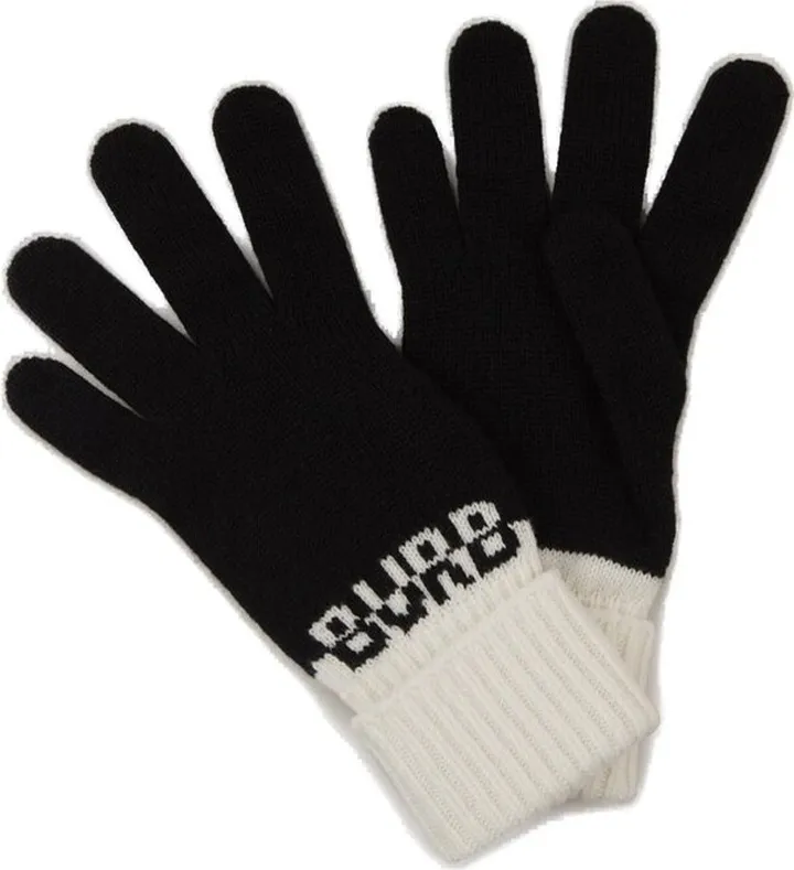 Burberry Logo Intarsia Two-Tone Knit Gloves