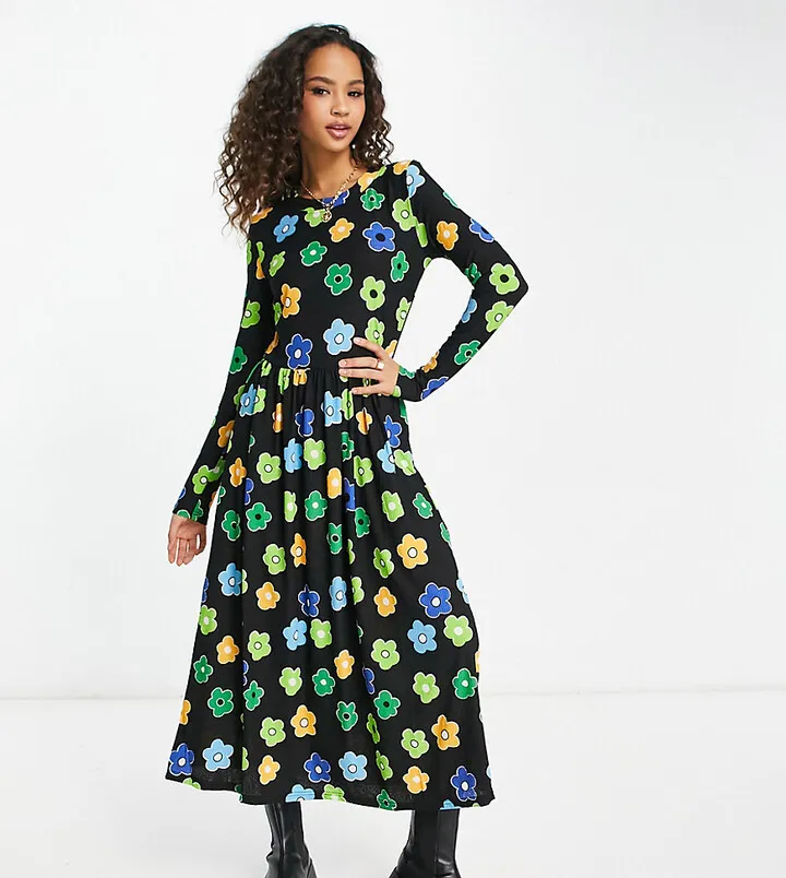 JDY exclusive maxi dress in blue daisy print