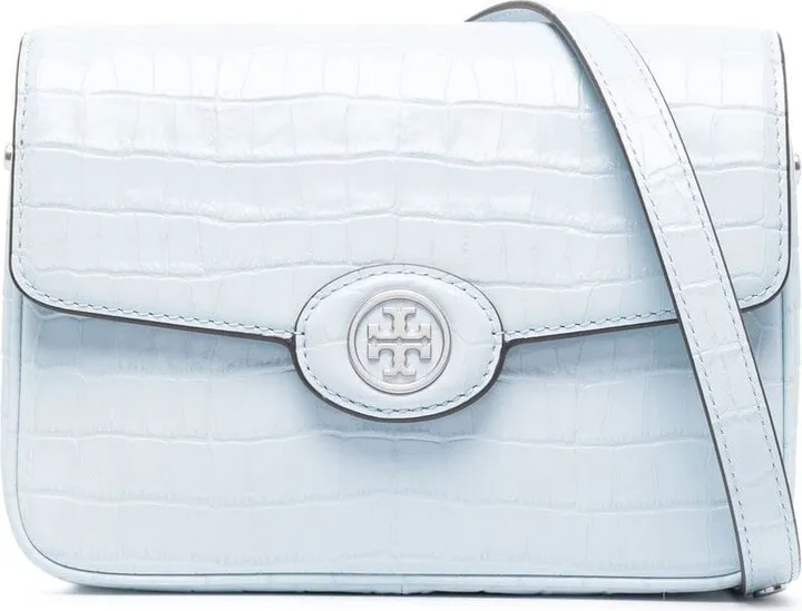 Crocodile-Effect Leather Shoulder Bag