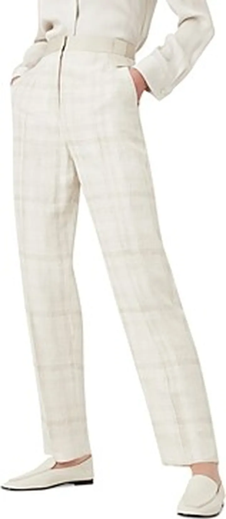 Emporio Armani Plaid Straight Leg Linen Pants