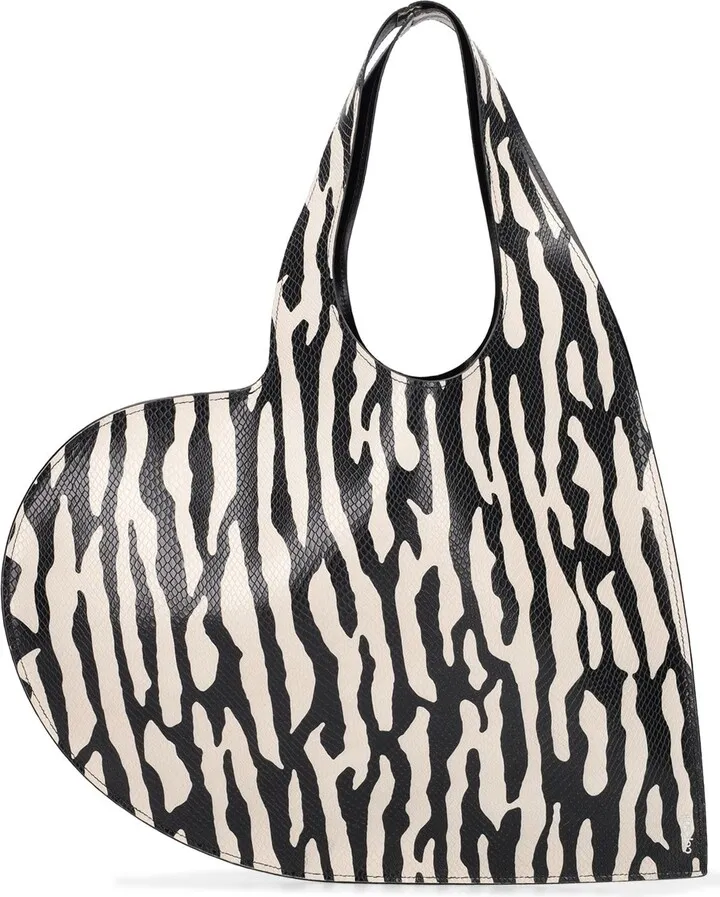 Zebra print heart shoulder bag