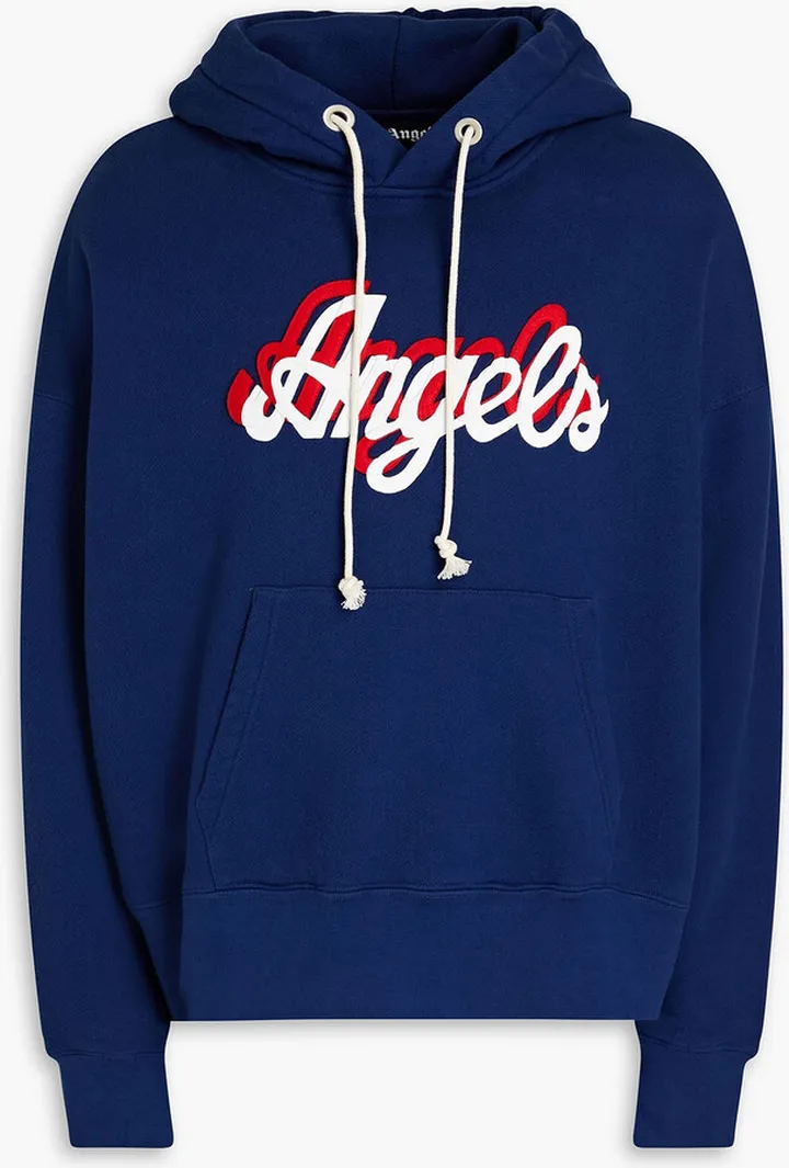 Appliquéd printed French cotton-terry hoodie