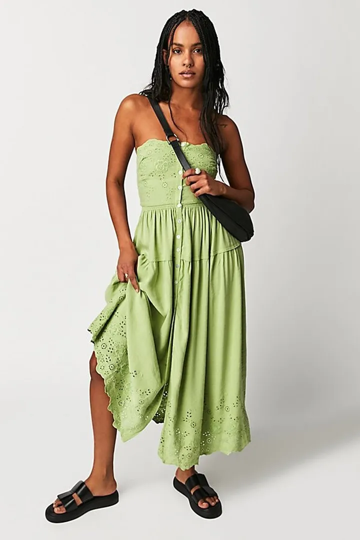 Evelyn Eyelet Midi Dress by Free People