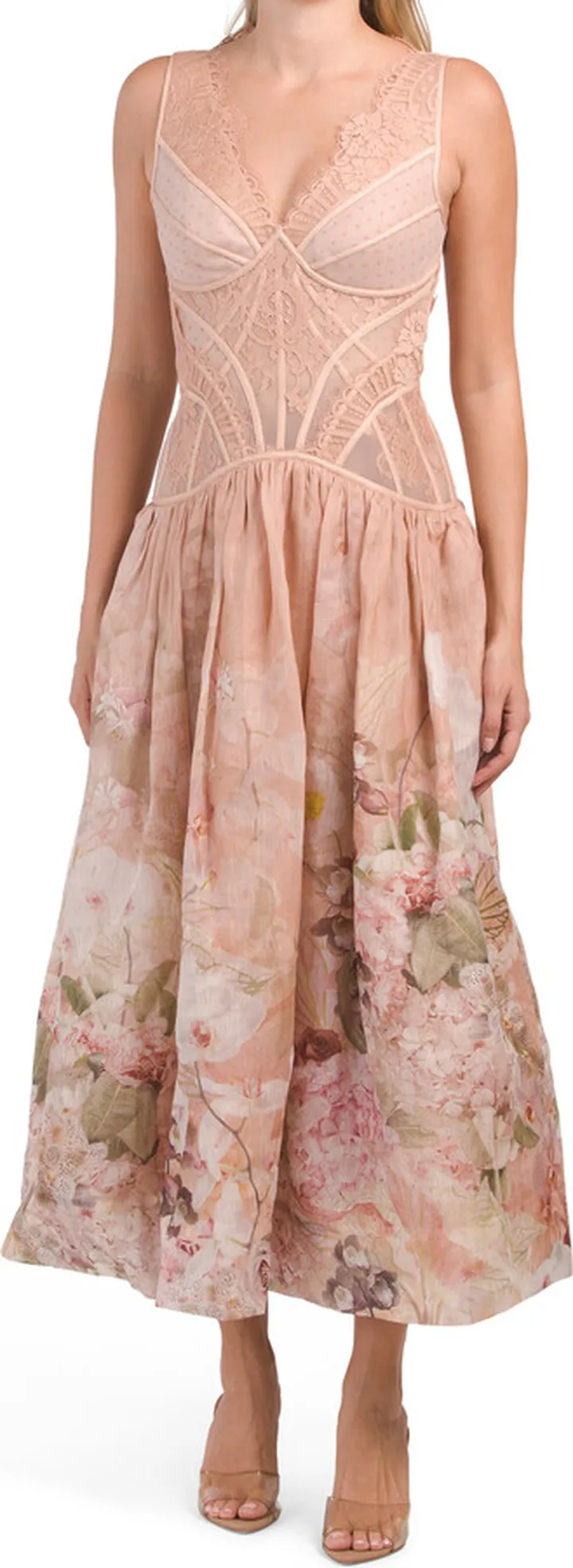 Silk Blend Midi Dancer Lace Dress