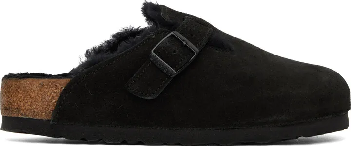 Birkenstock Black Shearling Boston Clogs