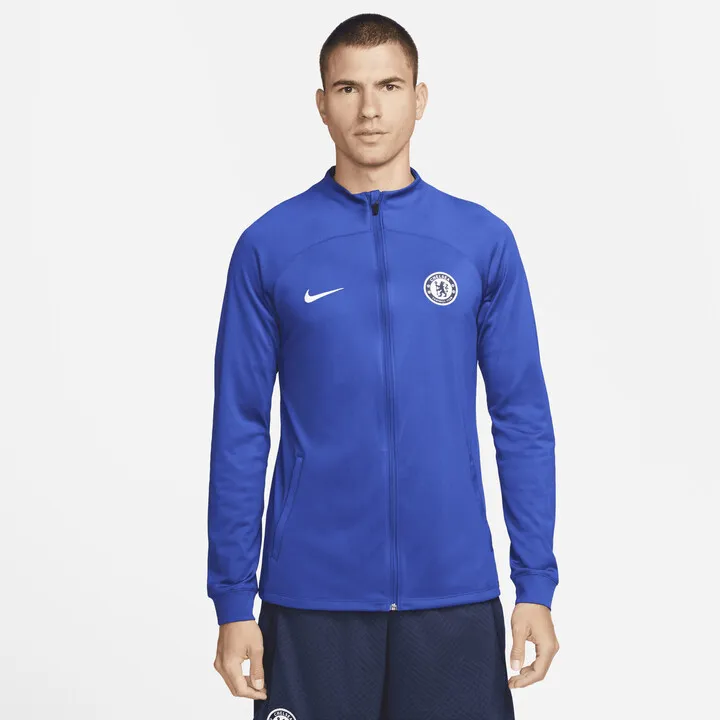Chelsea FC Strike Nike Men's Dri-FIT Soccer Track Jacket in Blue