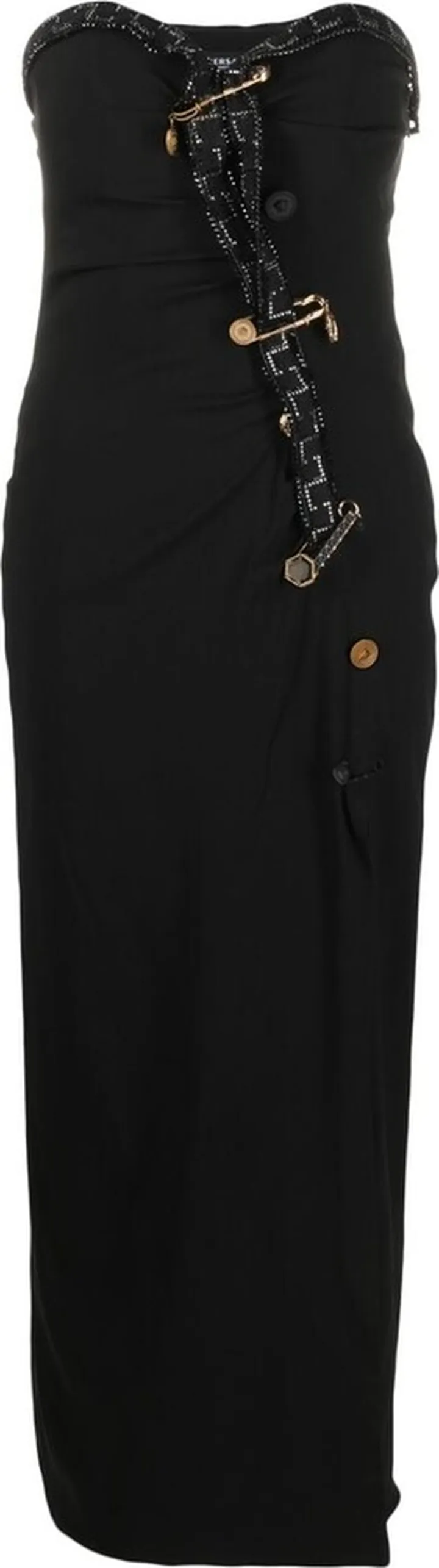 Safety-Pin Greca trim dress