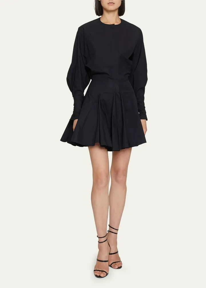 Fit-Flare Poplin Mini Shirtdress
