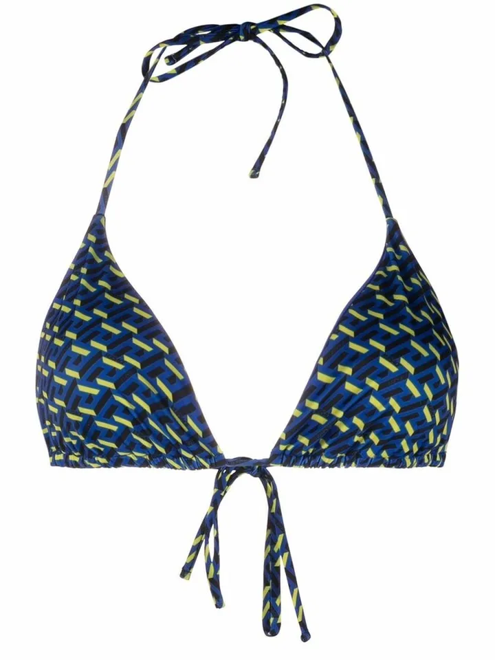 Monogram-Print Triangle Bikini Top