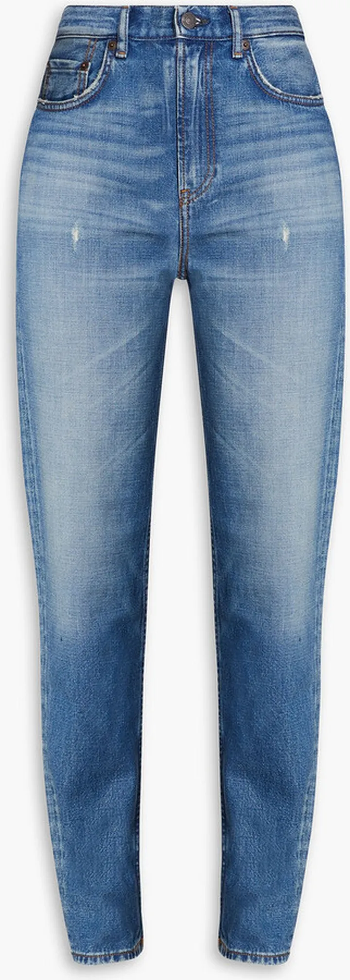 Faded distressed high-rise slim-leg jeans
