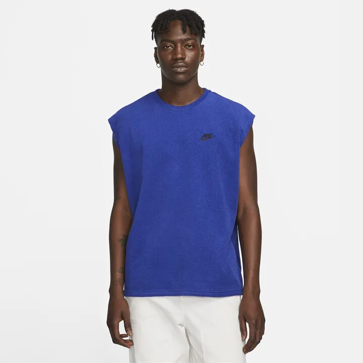 Men's Nike Sportswear Club Fleece Terry Sleeveless Top in Blue