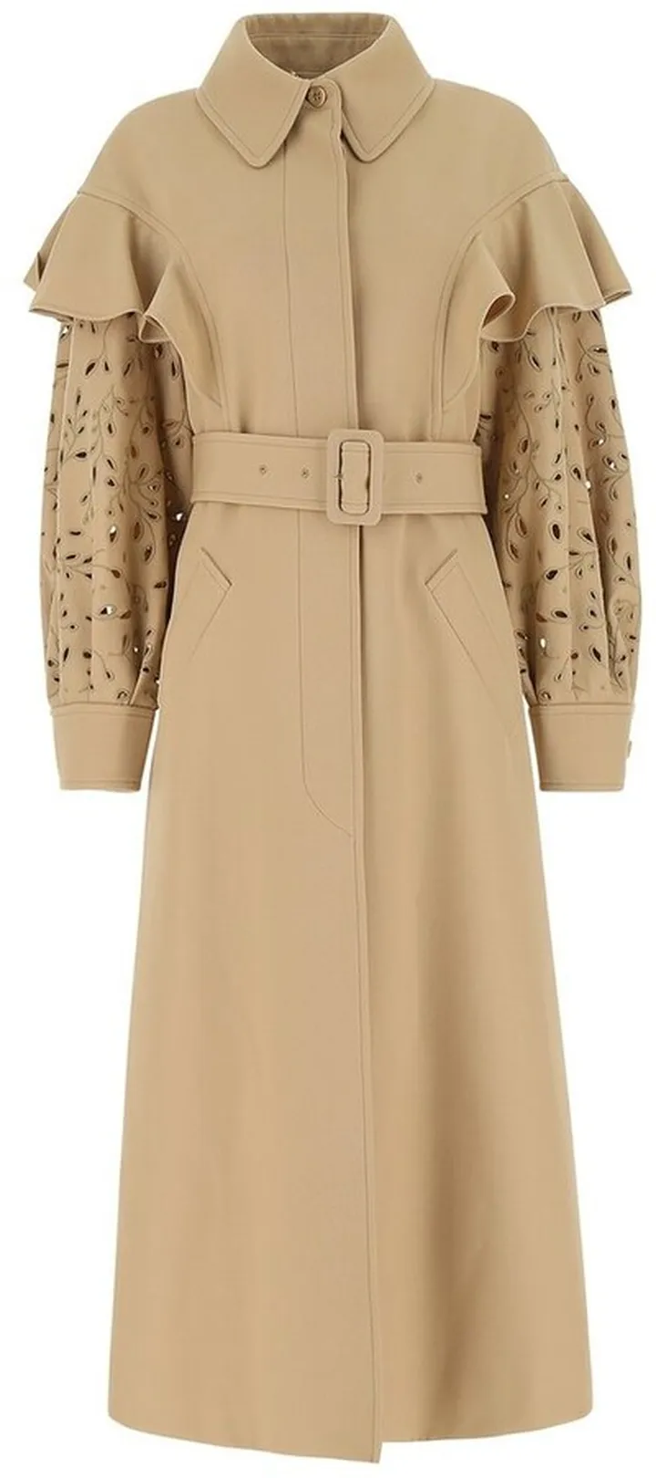 Chloé Belted Ruffled Trench Coat