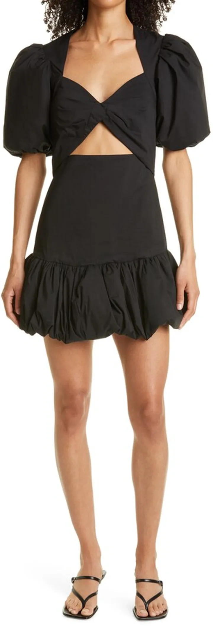 Gweneth Puff Sleeve Cutout Ruffle Dress