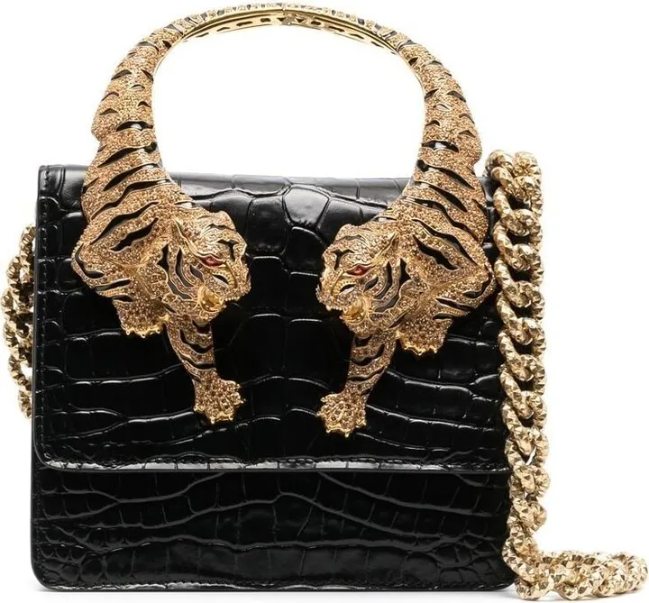 Tiger-Handle Shoulder Bag