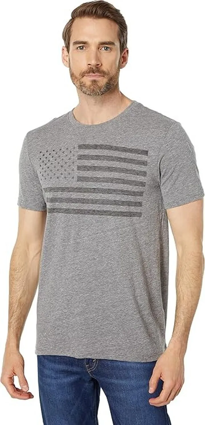 Lucky Brand USA Flag Tee (Grey) Men's Clothing