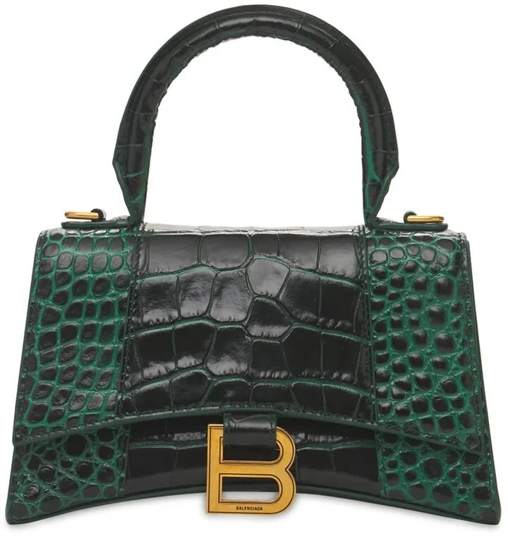 Xs Hourglass Croc Embossed Leather Bag