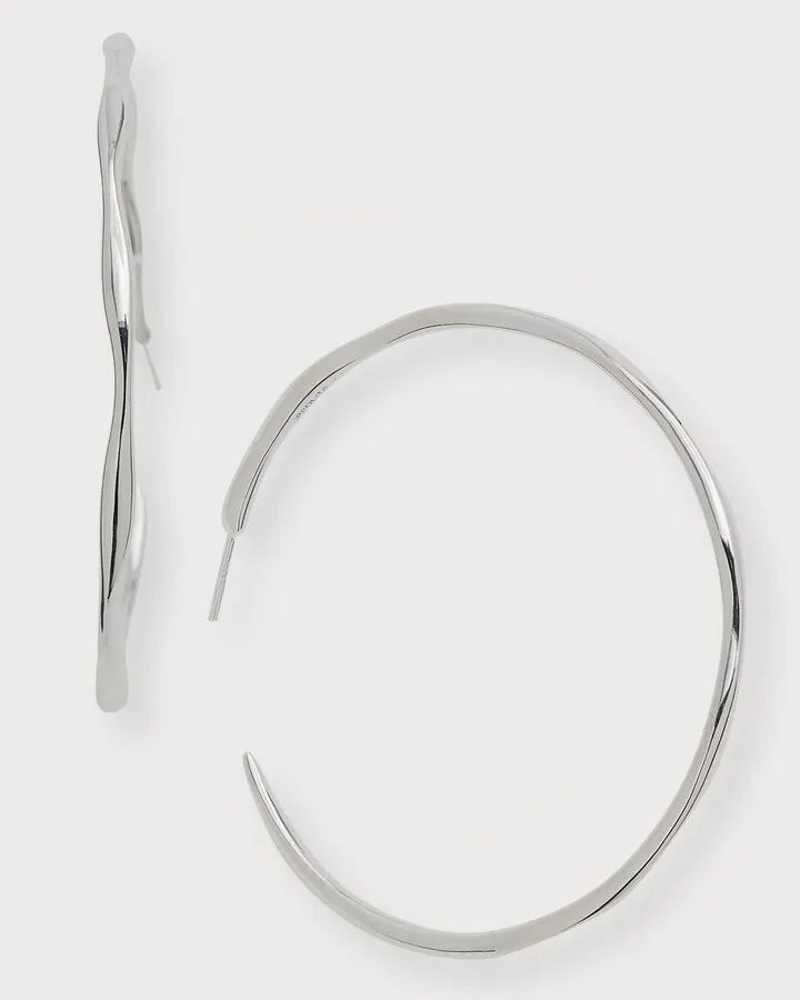 Large Squiggle Hoop Earrings in Sterling Silver