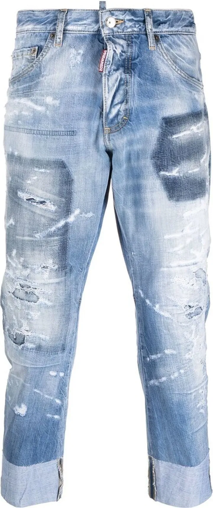 Distressed-Effect Cropped Jeans