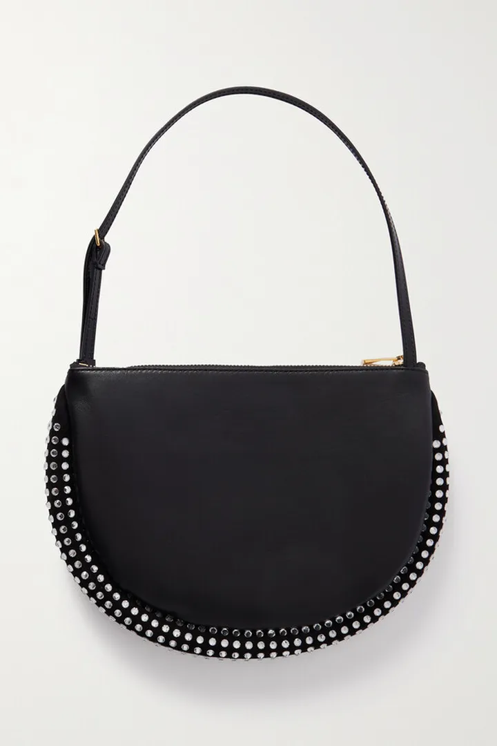 JW Anderson - Bumper-moon Crystal-embellished Leather Shoulder Bag - Black