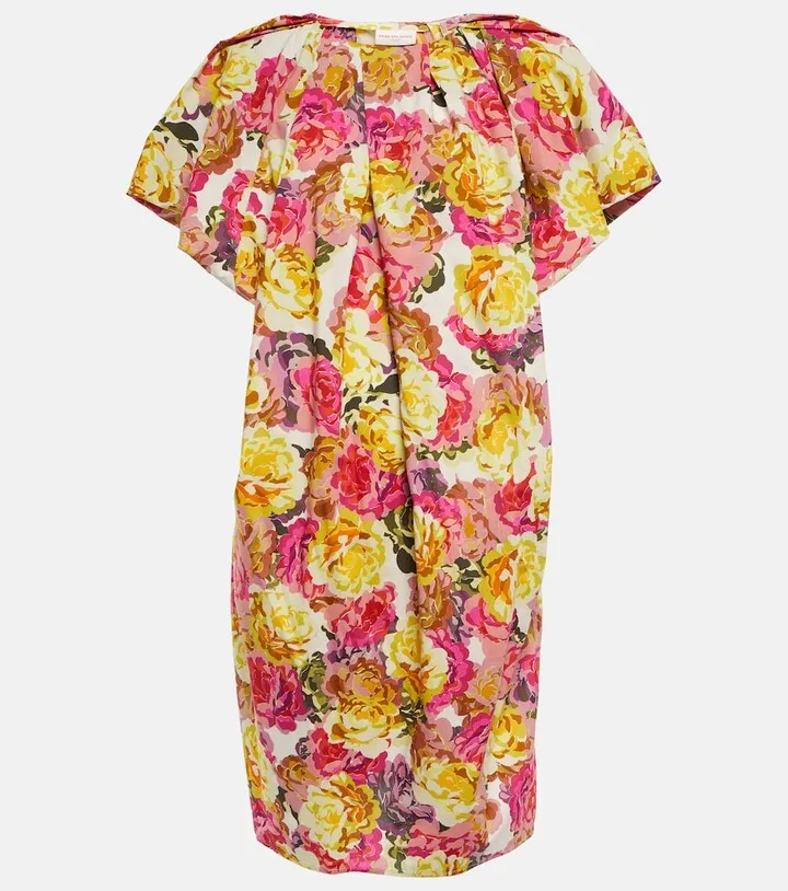 Printed cotton poplin midi dress
