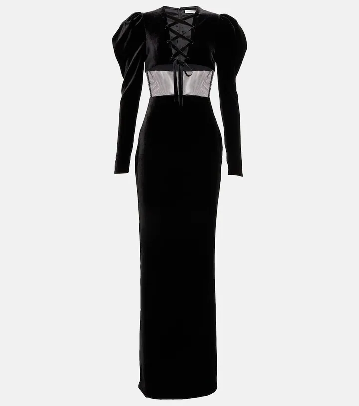 Silk-blend velvet maxi dress