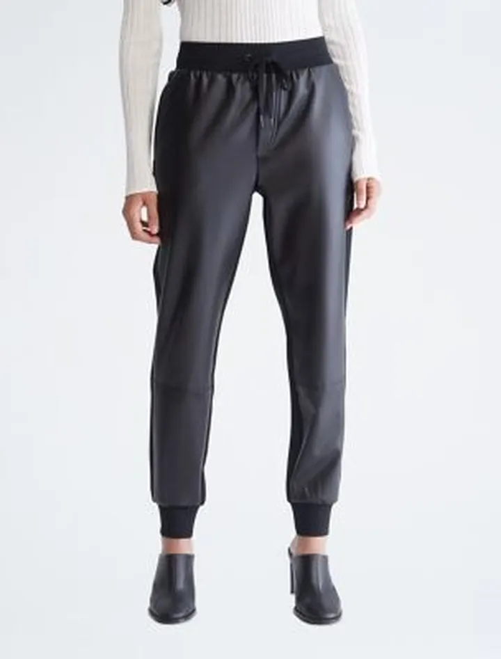 Faux Leather Joggers