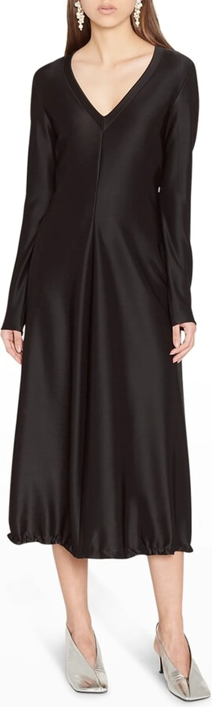 Gathered-Hem Midi Dress