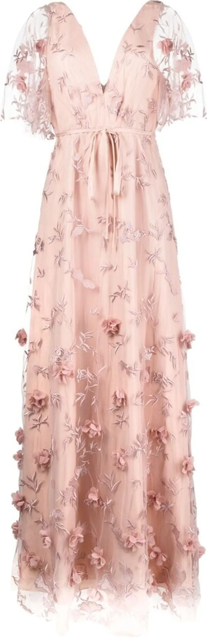 Floral-Appliqué Long Dress
