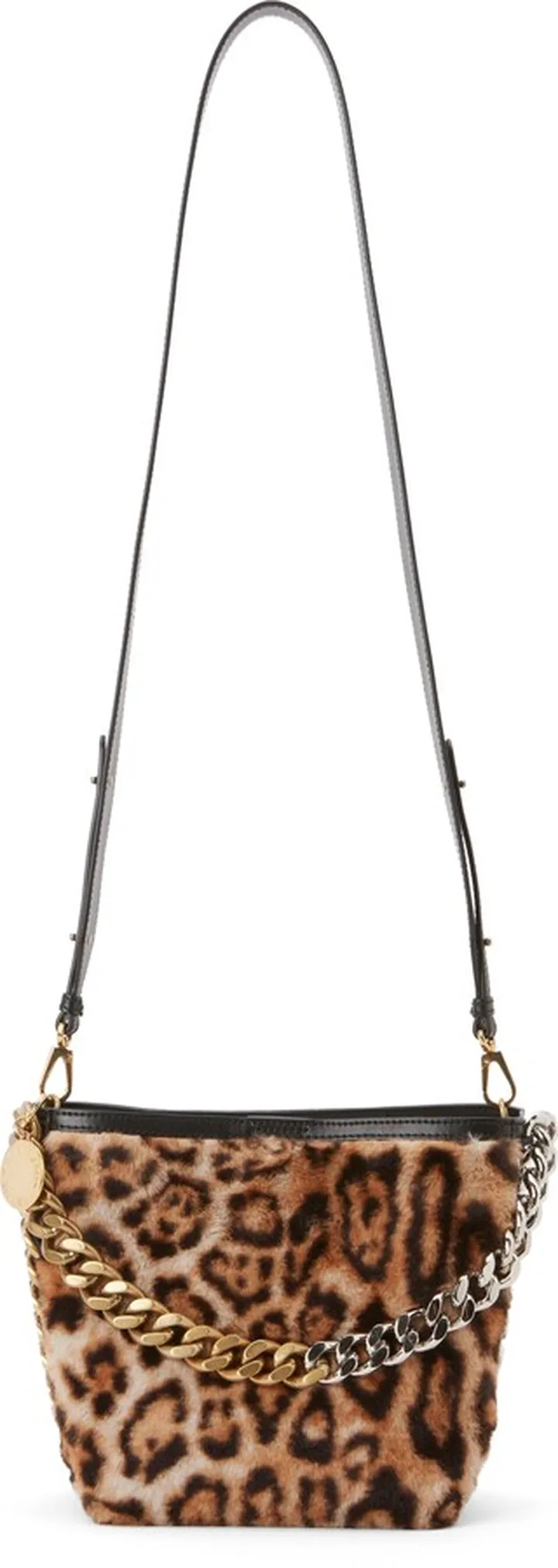Frayme Leopard Print Faux Fur Bucket Bag