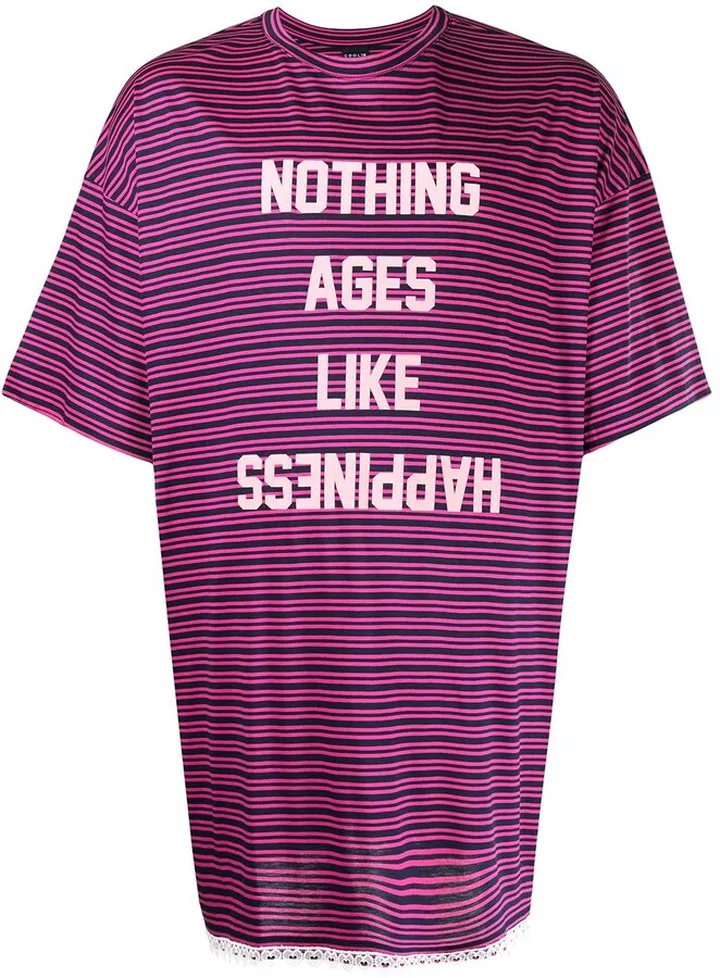 striped slogan T-shirt