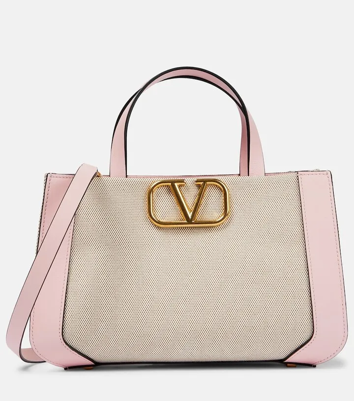 VLogo Signature Small canvas tote bag