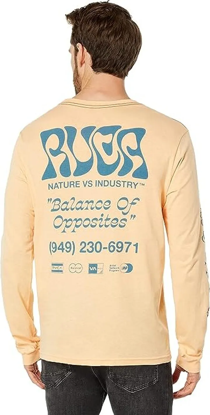 RVCA Local Biz Long Sleeve Tee (Light Peach) Men's Clothing