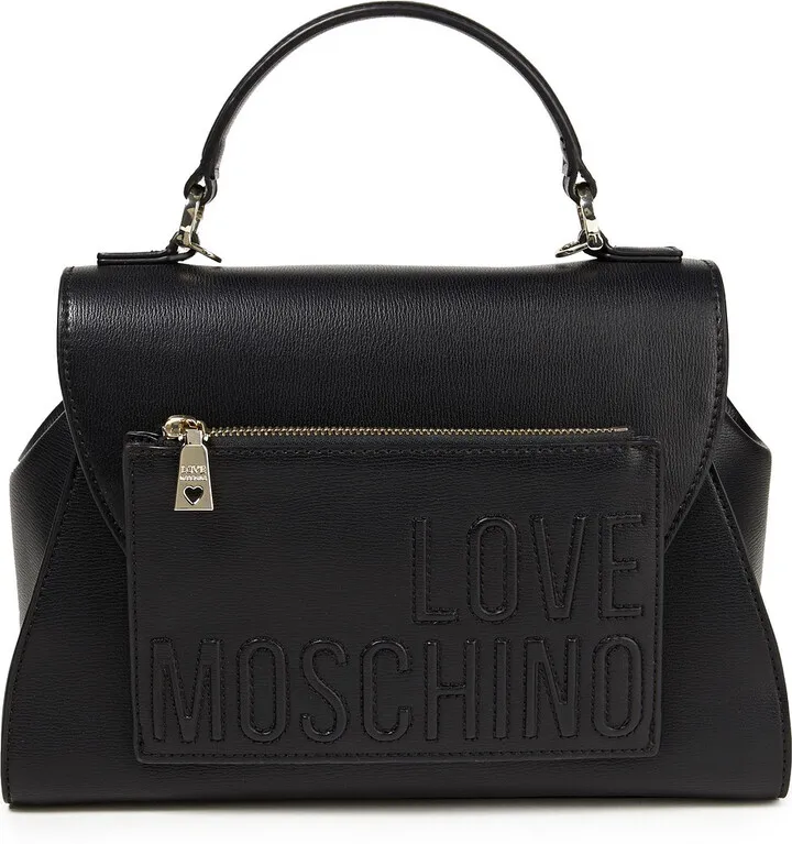 Logo-embossed faux leather tote