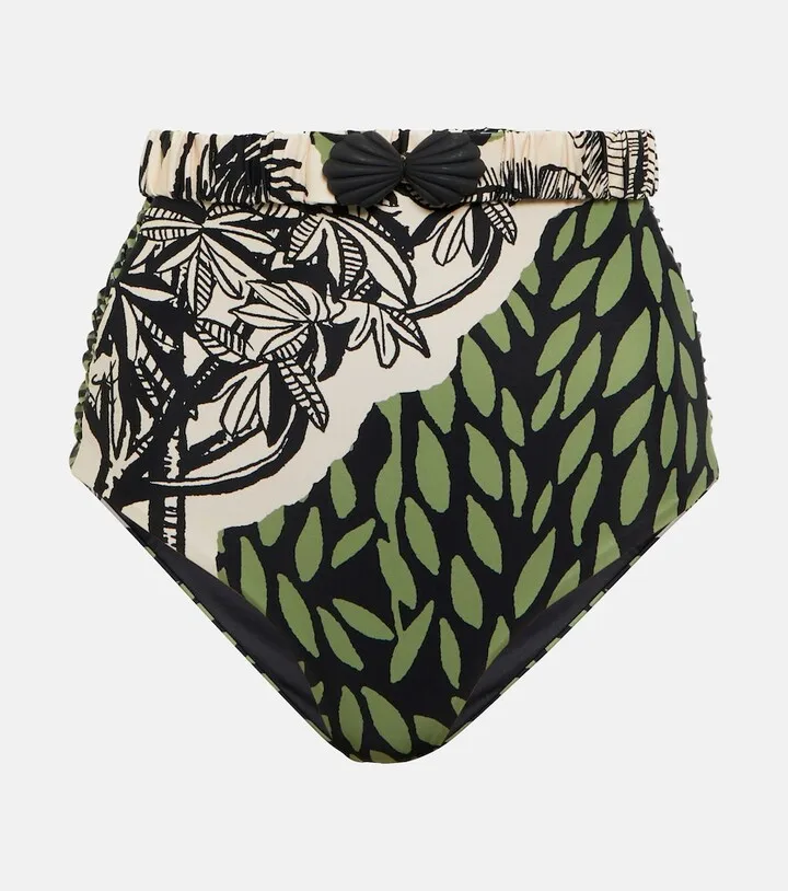 High-rise printed bikini bottoms