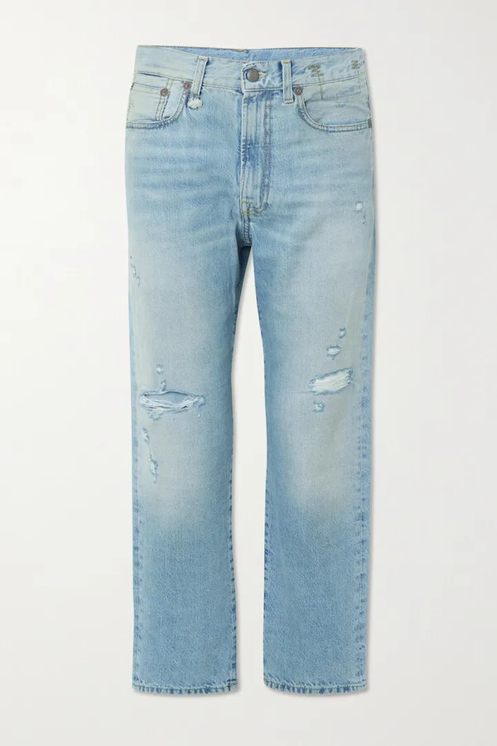 R13 - Distressed Low-rise Boyfriend Jeans - Blue