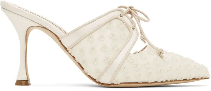 Manolo Blahnik White Powelmu Heels