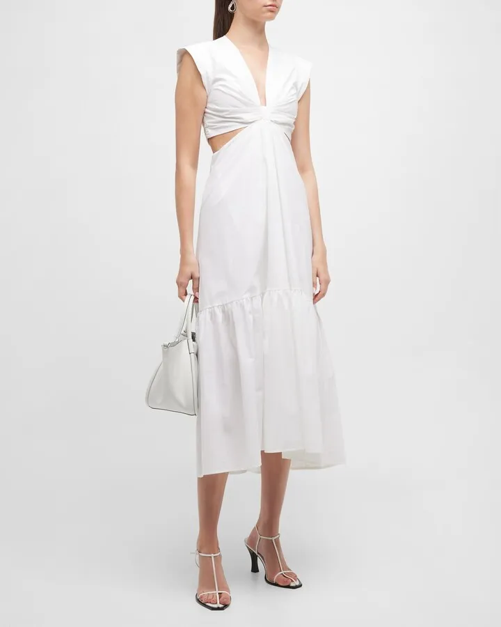Alexandria Gathered Cut-Out Midi Dress